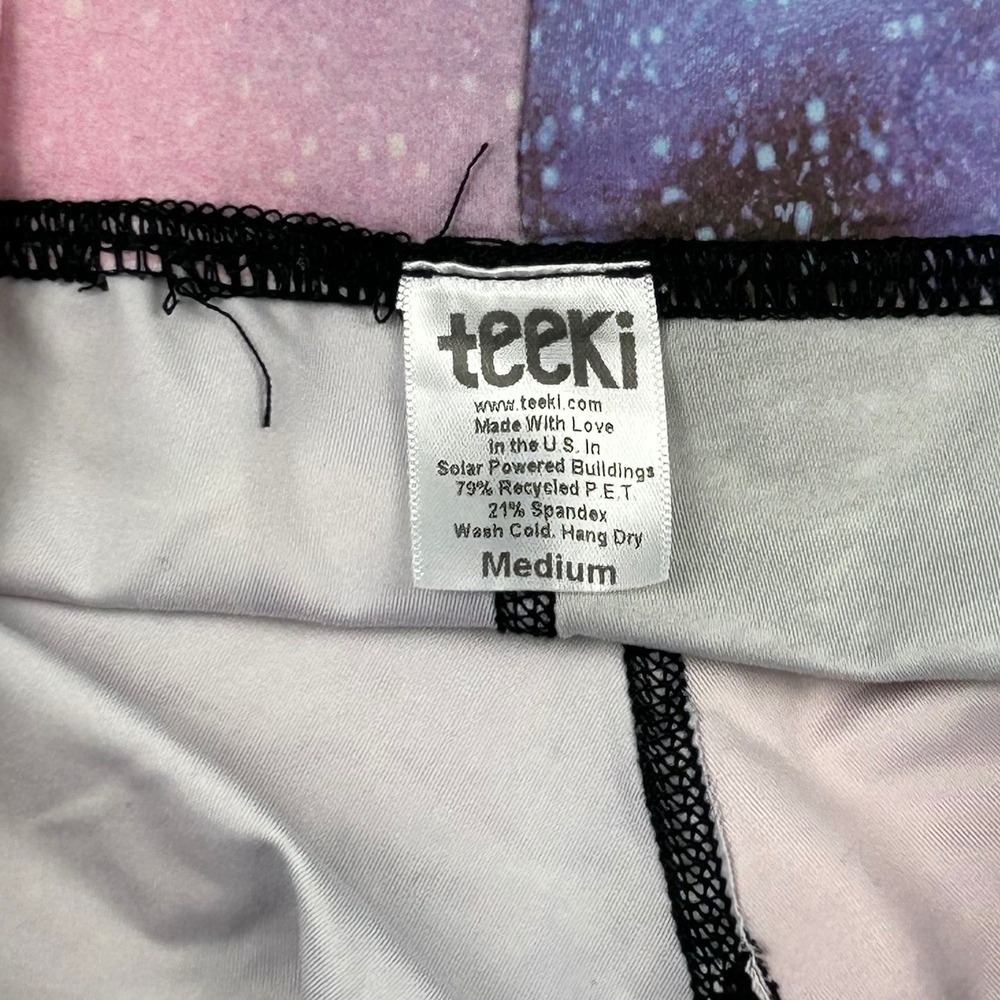 Teeki Northern Lights Galaxy Moose Yoga Leggings Pink Purple Blue Womens Medium - Picture 4 of 9